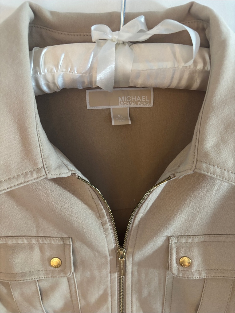 Michael Kors Khaki Utility Jacket Dress with Gold-Tone Hardware - Picture 2 of 5